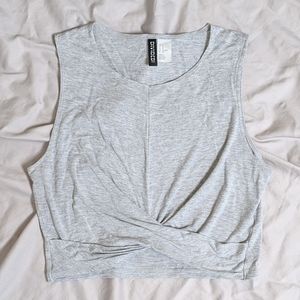 Cinched Crop Tank Top Grey